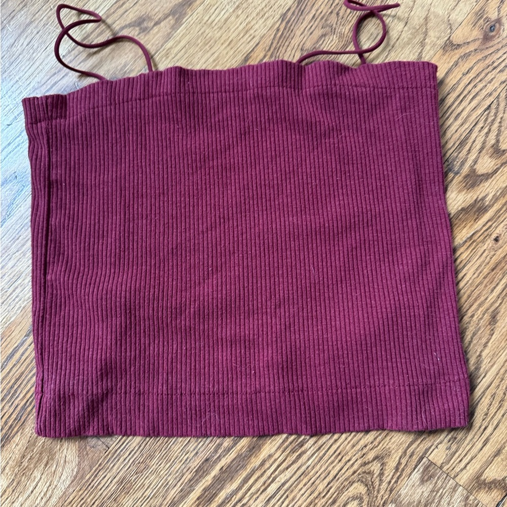 Burgundy Ribbed Tube Top, American Eagle